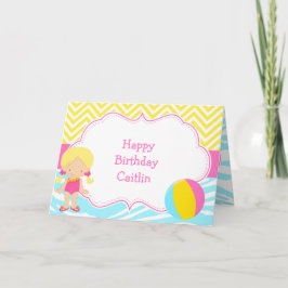 Cartão Festa de Piscina de Menina Loura - Festa de Bash