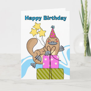 Cartão Festa de Platypus Cujo Aniversário É Engraçado