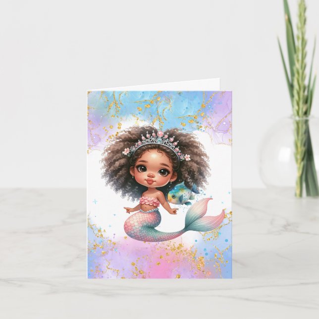 Cartão Festa de Sereia Splish Splash Simples  (Frente)