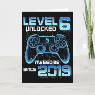Cartão Festa de Video Game Nível 6 Desbloqueado Aniversár