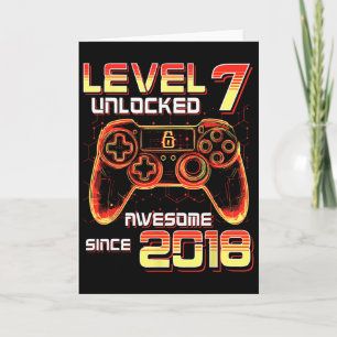 Cartão Festa de Video Game Nível 7 Desbloqueado Aniversár