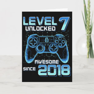 Cartão Festa de Video Game Nível 7 Desbloqueado Aniversár