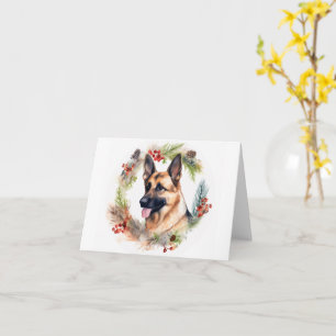 Cartão Festa Festiva de german shepherd de Natal