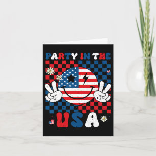 Cartão Festa Nos EUA 4 De Julho Bandeira Americana Sorris