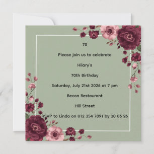 Cartão Festa Noturna Elegante com Tema Floral Escuro para