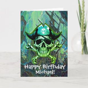 Cartão Festa temática de pirata adulto Navio dos Ossos Cr