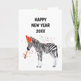 Cartão Festas de Zebra - Anos novos de Férias Animais