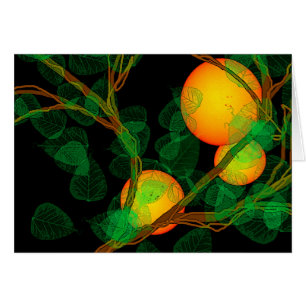 Cartão Festival de Colheita Coreana Chuseok com Laranjas