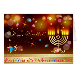 Cartão Festival do feriado de Hanukkah de luzes feliz