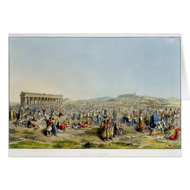 Cartão Festival em Atenas, bar. por J. Rodwell, 1830 (Frente Horizontal)