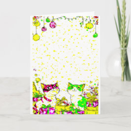 Cartão Festive Cats with Gifts 