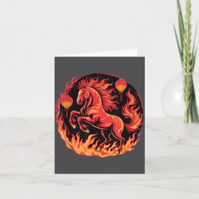 Cartão Festive Chinese New Year 2026 Horse Lantern Cultur (Frente)