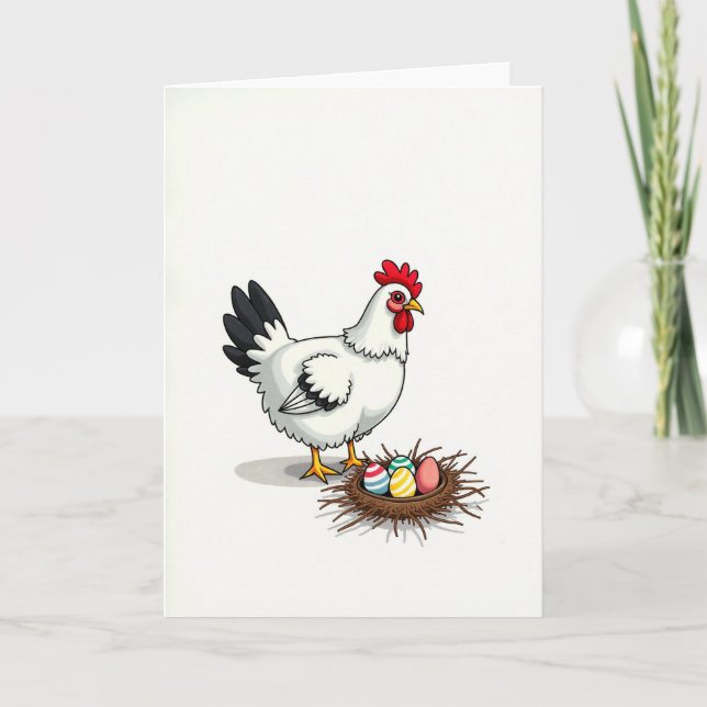 Cartão Festive Fowl And Eggs Spring Card (Frente)