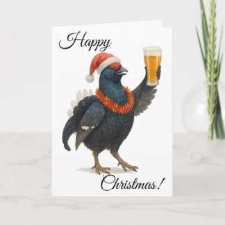 Cartão Festive Grouse, Santa Hat & beer Christmas card