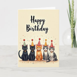 Cartão Festivo de Cinco Felinos