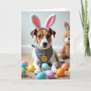 Cartão Festivo de Primavera de Cachorrinho Fofo