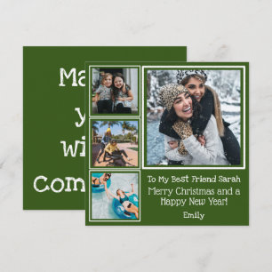Cartão Festivo Green White Photo Best Friendly Christmas