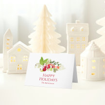 Festivo Holly Berry e Evergreen Watercolor