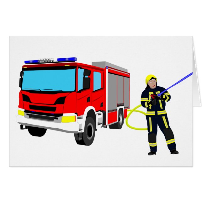 Cartão Feuerwehrmann e Löschfahrzeug (Frente Horizontal)