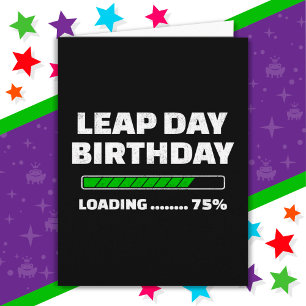 Cartão Fev 29 Ano Leap Aniversário 75% Dia do Leap de Car