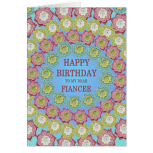 Cartão Fiancee Birthday Crochet Flowers
