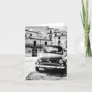 Cartão Fiat 500, cinquecento in Italy, classic car gift