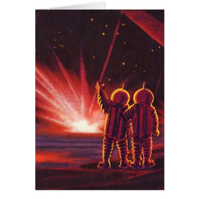 Cartão Ficção Científica Vintage Alien Explosão do Planet (Frente)