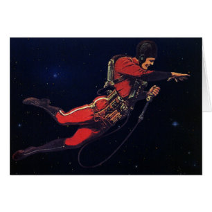Cartão Ficção Científica Vintage Astronauta no Espaço Sid