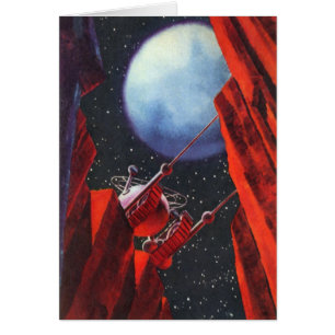 Cartão Ficção científica vintage, veículo espacial Canyon