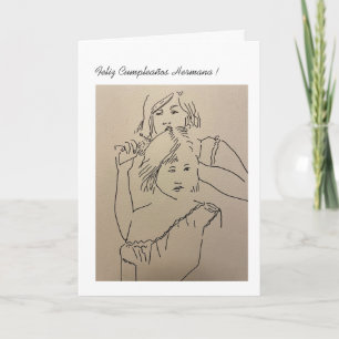 Cartão Ficha de aniversário feliz das irmãs