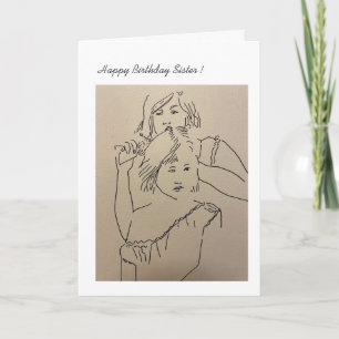 Cartão Ficha de aniversário feliz das irmãs