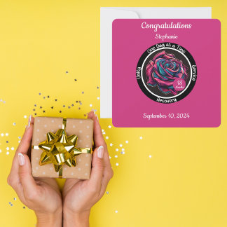 Cartão Ficha de Sobriedade Rosa | Recuperação de 12 Passo