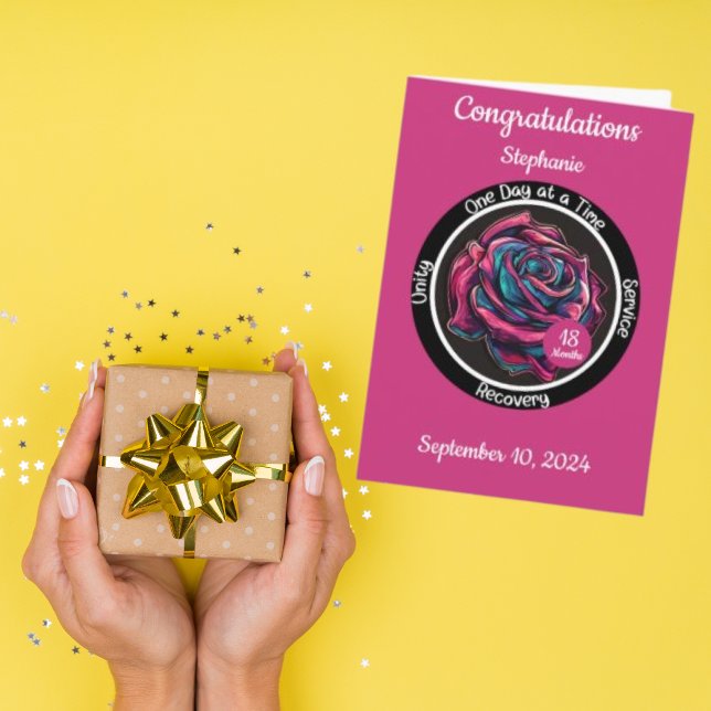 Cartão Ficha de Sobriedade Rosa | Recuperação de 12 Passo (Criador carregado)