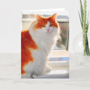 Cartão Fiery Norwegian Forest Cat Note Card
