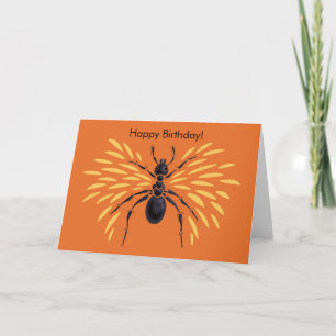 Cartão Fiery Orange Custom Text Winged Ant Birthday