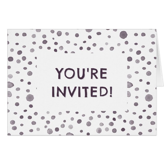 Cartão Fig Confetti Watercolor Dots Birthday Invite (Frente horizontal)