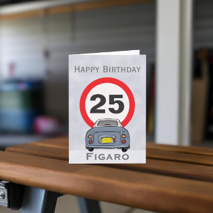 Cartão Figarations Lapis Grey Figaro Car Birthday Card