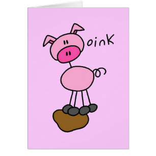 Cartão Figura camiseta e presentes da vara do porco