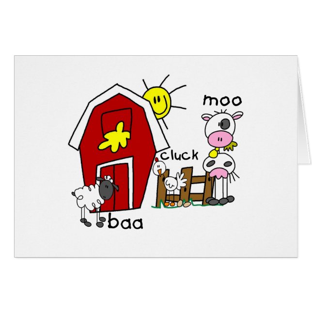 Cartão Figura camiseta e presentes da vara dos animais de (Frente Horizontal)