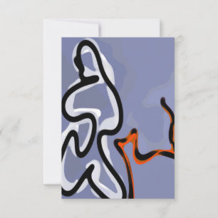 Cartão Figura com Feline: Abstrato azul, laranja, B e W