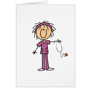 Cartão Figura fêmea enfermeira da vara