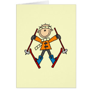 Cartão Figura t-shirt e presentes da vara do esquiador