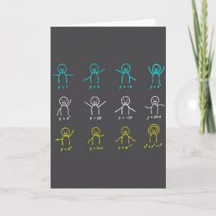 Cartão Figuras engraçadas de equações matemáticas Dança d