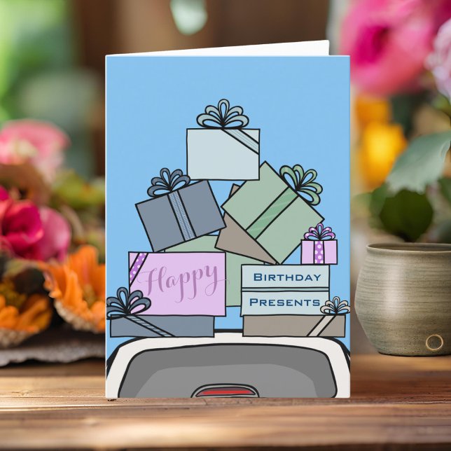 Cartão Figuras Figaro Car Driver Happy Birthday Card (A fun figaro birthday card to send to you car or your figgy loving friend)