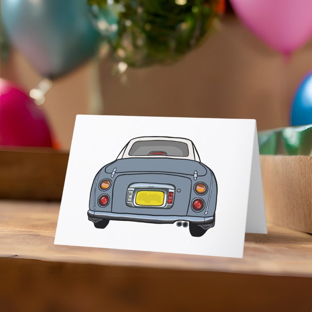 Cartão Figuras Lapis Cinza Figaro Car (A cute lapis grey figaro car blank greeting card perfect for any occasion)