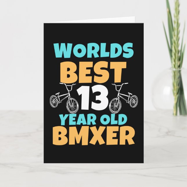 Cartão Figurino de Festa de aniversário BMX de 13 anos (Frente)