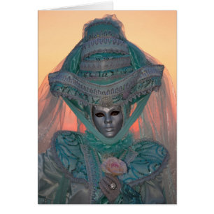 Cartão Figurino do Carnaval Azul, Veneza