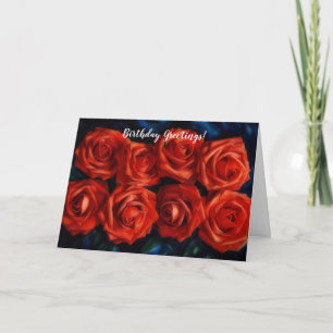 Cartão Fila de Aniversário de Arte Flor do Rosa vermelha