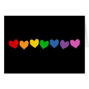 Cartão Fila de Corações Arco-Íris
