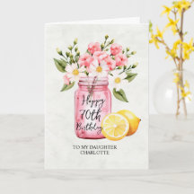 Filha 70 Aniversário Jar Flores Rosa Saudação